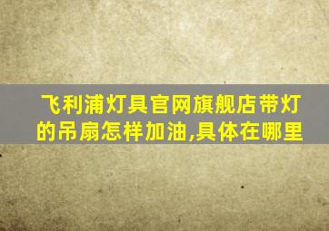 飞利浦灯具官网旗舰店带灯的吊扇怎样加油,具体在哪里