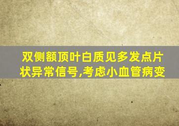 双侧额顶叶白质见多发点片状异常信号,考虑小血管病变
