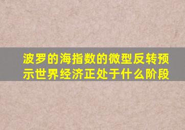 波罗的海指数的微型反转预示世界经济正处于什么阶段