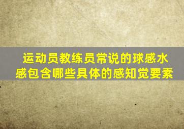 运动员教练员常说的球感水感包含哪些具体的感知觉要素